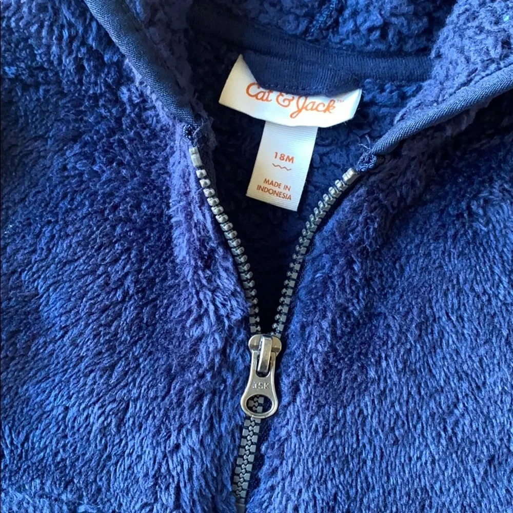 CAT & JACK Blue Teddy Bear Fleece Hoodie 18 Months